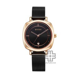 Titan Shaped Case 2730KM02 Black Dial Metal Strap Quartz Women's Watch