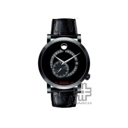 Movado 606485 Red Label Automatic Black Leather Band Men Watch