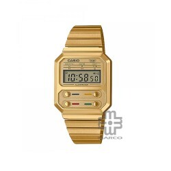 Casio Vintage A100WEG-9A Gold Stainless Steel Band Men Watch / Women Watch