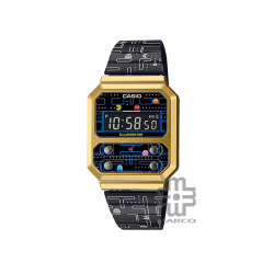 Casio Vintage x PAC-MAN A100WEPC-1B Black Stainless Steel Band Men Watch / Women Watch