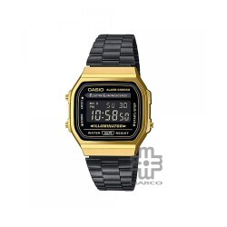 Casio Vintage A168WEGB-1B Black Stainless Steel Band Men Watch / Women Watch