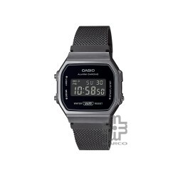 Casio Vintage A168WEMB-1B Black Stainless Steel Mesh Band Men Watch / Women Watch