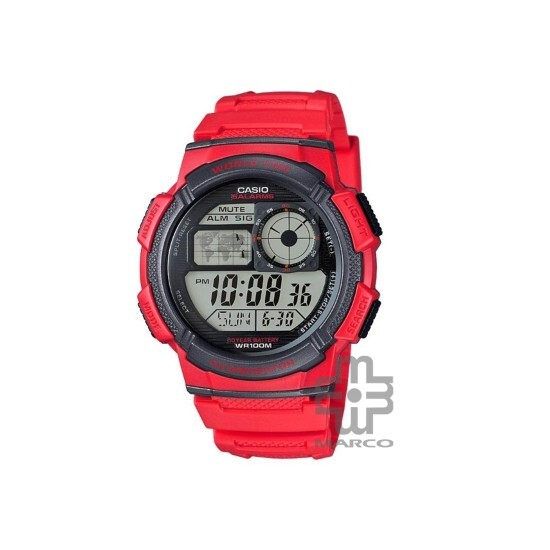 Casio General AE-1000W-4AV Red Resin Band Men Sports Watch