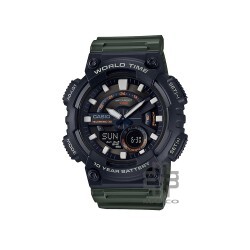 Casio General AEQ-110W-3AV Army Green Resin Band Youth Watch