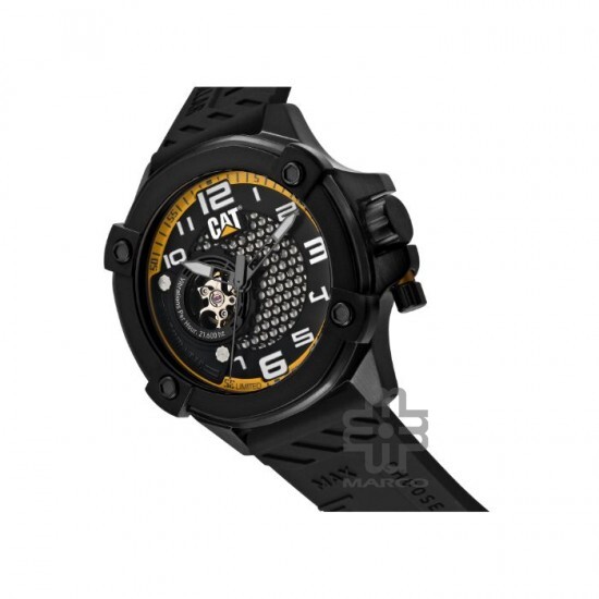 Caterpillar AUTOMAX AN-168-21-137 | Black Yellow Silicone | Analog Watch | Automatic Movement | 48MM | 2Y Warranty