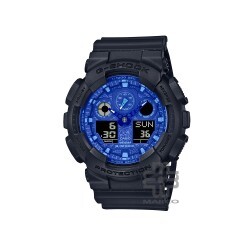 Casio G-Shock Blue Paisley Series GA-100BP-1A Black Resin Band Men Sports Watch