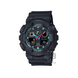 Casio G-Shock Multi-Fluorescent Accents Series GA-100MF-1A Black Resin Band Men Sports Watch