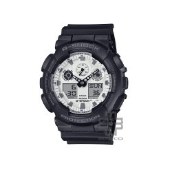 Casio G-Shock Black and Brilliant White Series GA-100WD-1A Black Resin Band Men Sports Watch