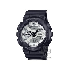 Casio G-Shock Black and Brilliant White Series GA-110WD-1A Black Resin Band Men Sports Watch