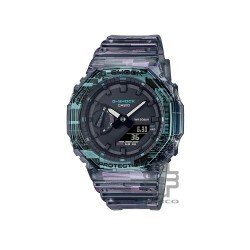 Casio G-Shock Digital Glitch Series GA-2100NN-1A Translucent Purple-Green Resin Band Men Sports Watch