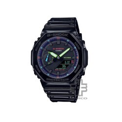 Casio G-Shock Virtual Rainbow Series GA-2100RGB-1A Black Resin Band Men Sport Watch