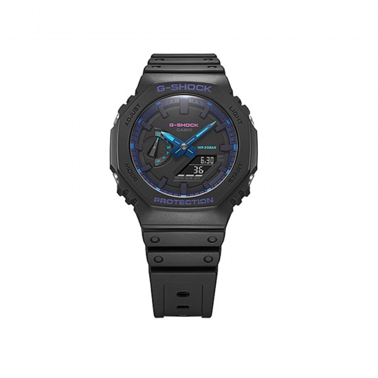 Casio G-Shock Virtual Blue Series GA-2100VB-1A Black Resin Band Men Watch