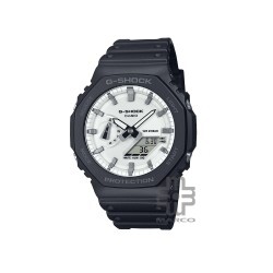 Casio G-Shock Black and Brilliant White Series GA-2100WD-1A Black Bio-Based Resin Band Men Sport Watch