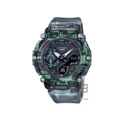 Casio G-Shock Digital Glitch Series GA-2200NN-1A Translucent Green-Blue Resin Band Men Sports Watch