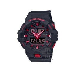 Casio G-Shock Ignite Red Series GA-700BNR-1A Black Resin Band Men Sports Watch