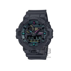 Casio G-Shock Multi-Fluorescent Accents Series GA-700MF-1A Black Bio-based Resin Band Men Sports Watch