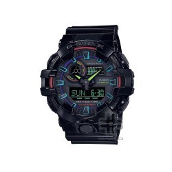 Casio G-Shock Virtual Rainbow Series GA-700RGB-1A Black Resin Band Men Sport Watch