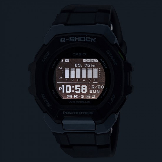 Casio G-Shock G-Squad GBD-300-1 Black Bio-Based Resin Band Men Sports Watch