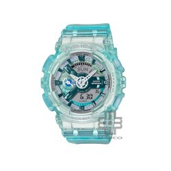 Casio G-Shock Women Virtual World Series GMA-S110VW-2A Turquoise Blue Translucent Resin Band Sports Watch