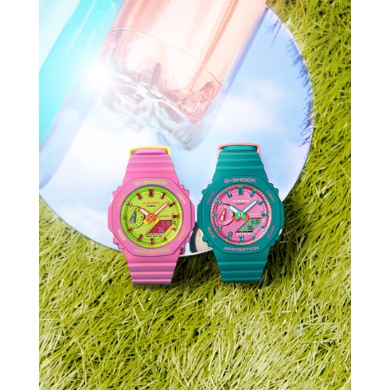 Casio G-Shock Women Bright Summer Colors Series GMA-S2100BS-4A Pink Resin Band Sports Watch