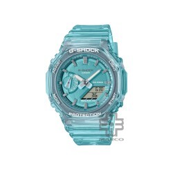 Casio G-Shock Women Metallic Skeleton Series GMA-S2100SK-2A Crystal Blue Translucent Resin Band Sports Watch