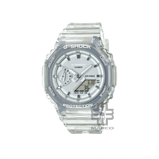 Casio G-Shock Women Metallic Skeleton Series GMA-S2100SK-7A Crystal White Translucent Resin Band Sports Watch