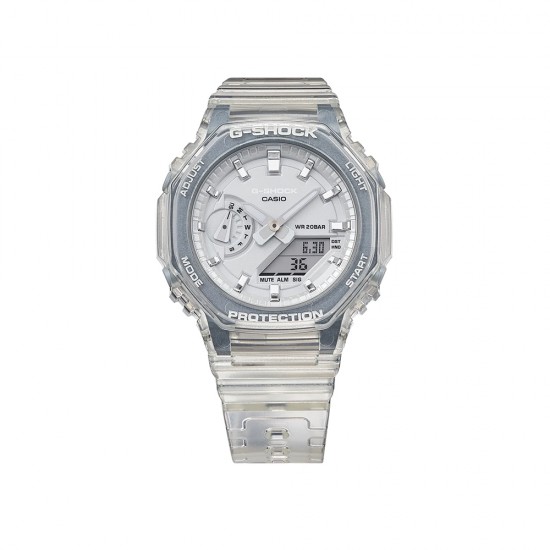 Casio G-Shock Women Metallic Skeleton Series GMA-S2100SK-7A Crystal White Translucent Resin Band Sports Watch