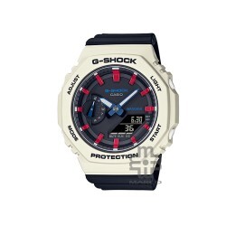 Casio G-Shock Women GMA-S2100WT-7A2 White Red Resin Band Watch