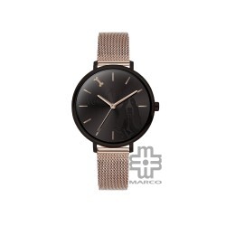 Hush Puppies Orbz HP.3876L.9502 Black Gold Mesh Stainless Steel Band Women Watch