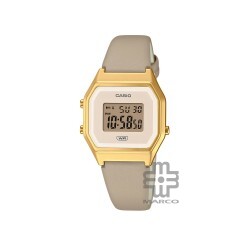 Casio Vintage LA680WEGL-5 Beige Brown Leather Band Women Watch