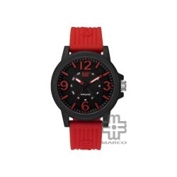 Caterpillar GROOVY LF-111-28-138 | BLACK RED SILICONE STRAP| ANALOG |  MEN WATCH