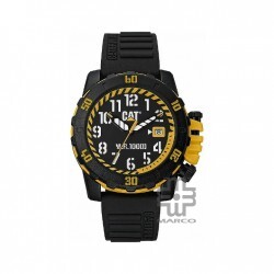 Caterpillar Barricade LK-171-21-117 Black Yellow Dial Black Silicone Analog Men Watch