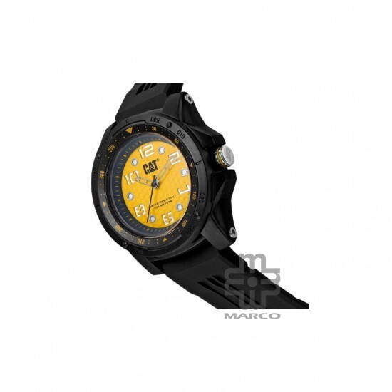 Caterpillar Aperture LP-160-21-737 Yellow Dial Black Silicone Analog Watch | 3 Hand Movement | 45MM | 2Y Warranty