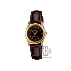 Casio General LTP-V001GL-1B Dark Brown Leather Band Women Watch