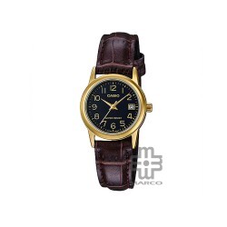 Casio General LTP-V002GL-1B Dark Brown Leather Band Women Watch