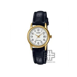 Casio General LTP-V002GL-7B2 Black Leather Band Women Watch