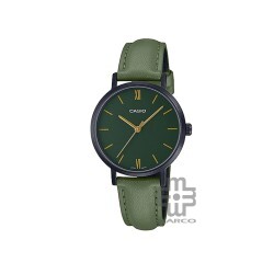 Casio General LTP-VT02BL-3A Green Leather Band Women Watch