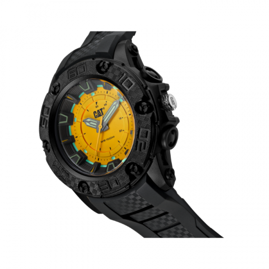 Caterpillar P10 | LU-160-21-721| Black Yellow Silicone Strap | Analog Watch | 100M WR| 2Y Warranty