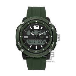 Caterpillar POWER A MF-145-23-133 DIGITAL AND ANALOG BLACK DIAL GREEN SILICONE STRAP MEN WATCH