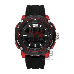 Caterpillar POWER A MF-185-21-138 DIGITAL AND ANALOG RED DIAL BLACK SILICONE STRAP MEN