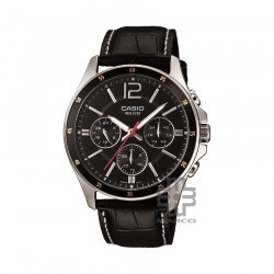 Casio General MTP-1374L-1AV Black Leather Band Men Watch 