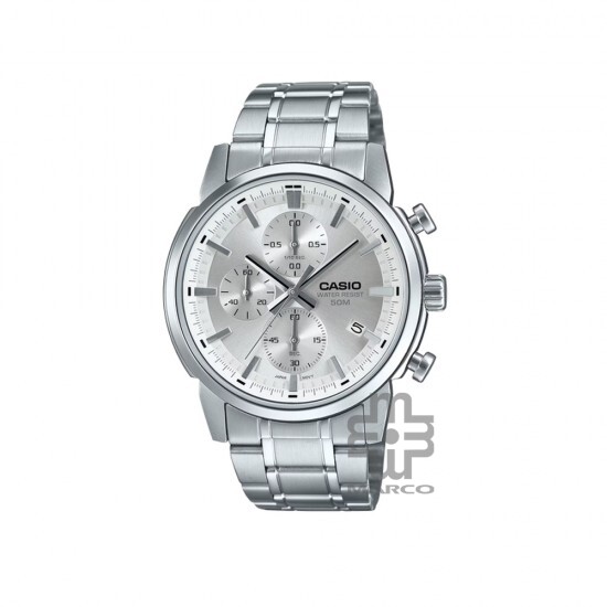 Casio General MTP-E510D-7AV Silver Stainless Steel Band Men Watch