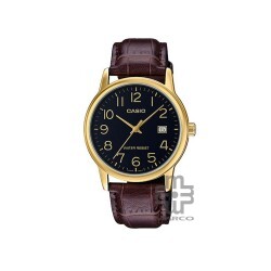 Casio General MTP-V002GL-1B Dark Brown Leather Band Men Watch