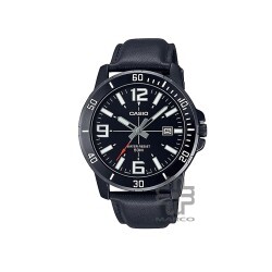 Casio General MTP-VD01BL-1BV Black Leather Band Men Watch