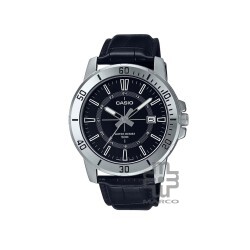 Casio General MTP-VD01L-1CV Black Leather Band Men Watch