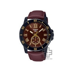 Casio General MTP-VD200BL-5B Dark Brown Leather Band Men Watch