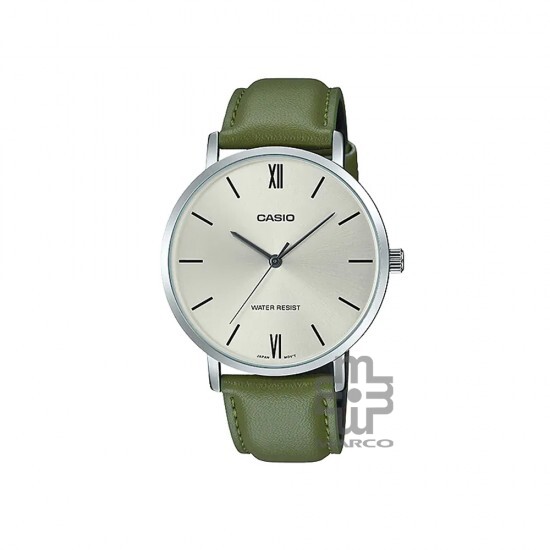 Casio General MTP-VT01L-3B Green Leather Band Men Watch