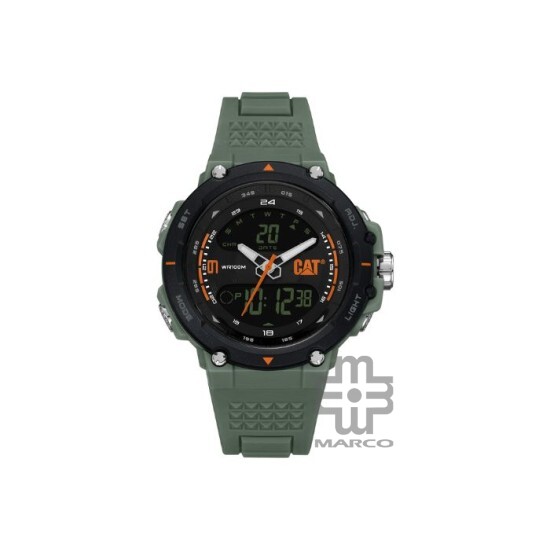 Caterpillar Ana-digit X MX-165-23-134 | Olive Green Orange | Rubber Strap | Analog Digital | Men Watch