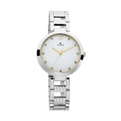 Titan Sparkle NS2480SM09 White Dial Stainless Steel Strap Quartz Women's Watch