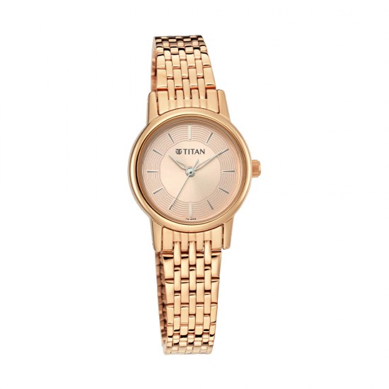 Titan Quartz NS2593WM02 Rose Gold Dial Metal Strap Quartz Women's Watch